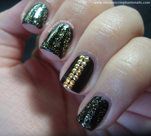 bundle monster gold and black nail art