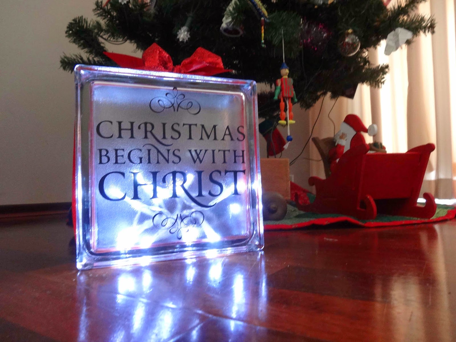 Plum Jam diy lighted glass block {christmas decoration}