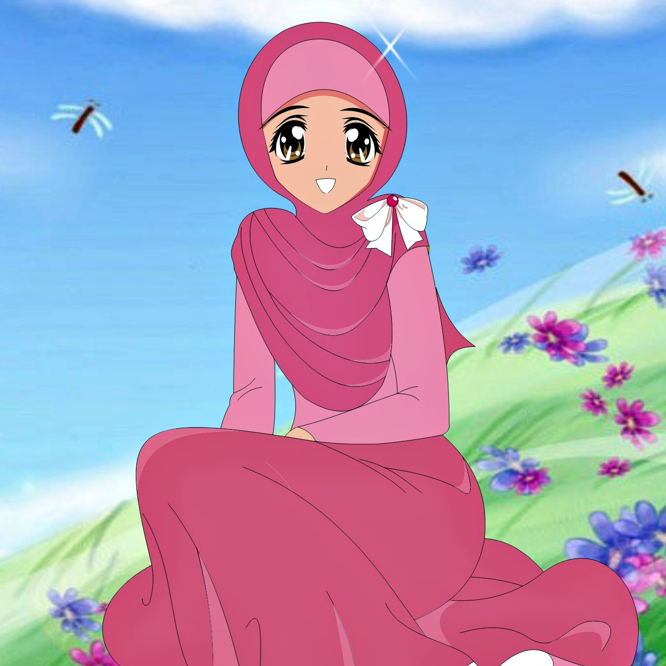 Gambar DP BBM Animasi Muslimah Bergerak Terbaru Kochie Frog