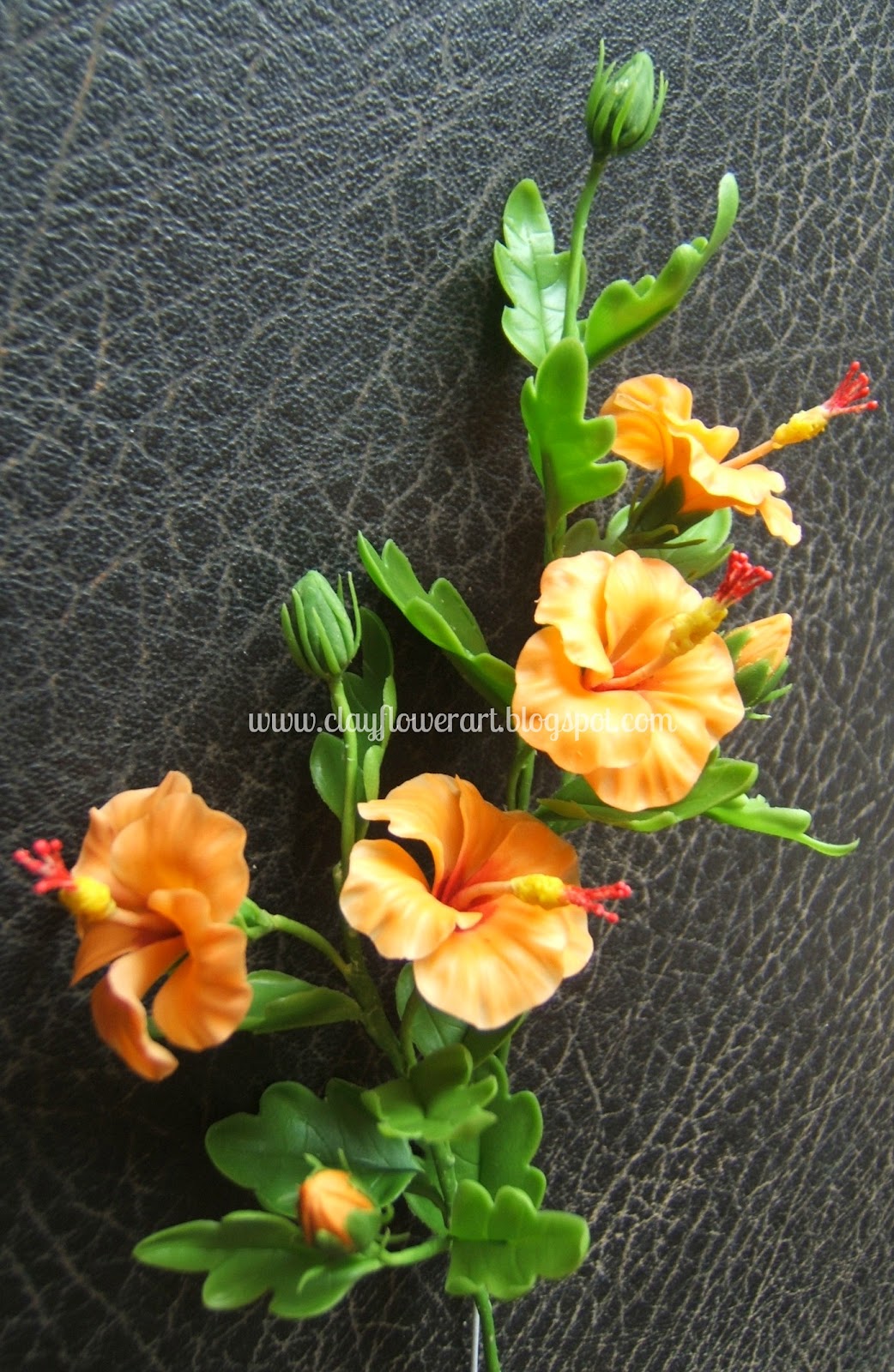 Hibiscus Miniature Clay Flower Art