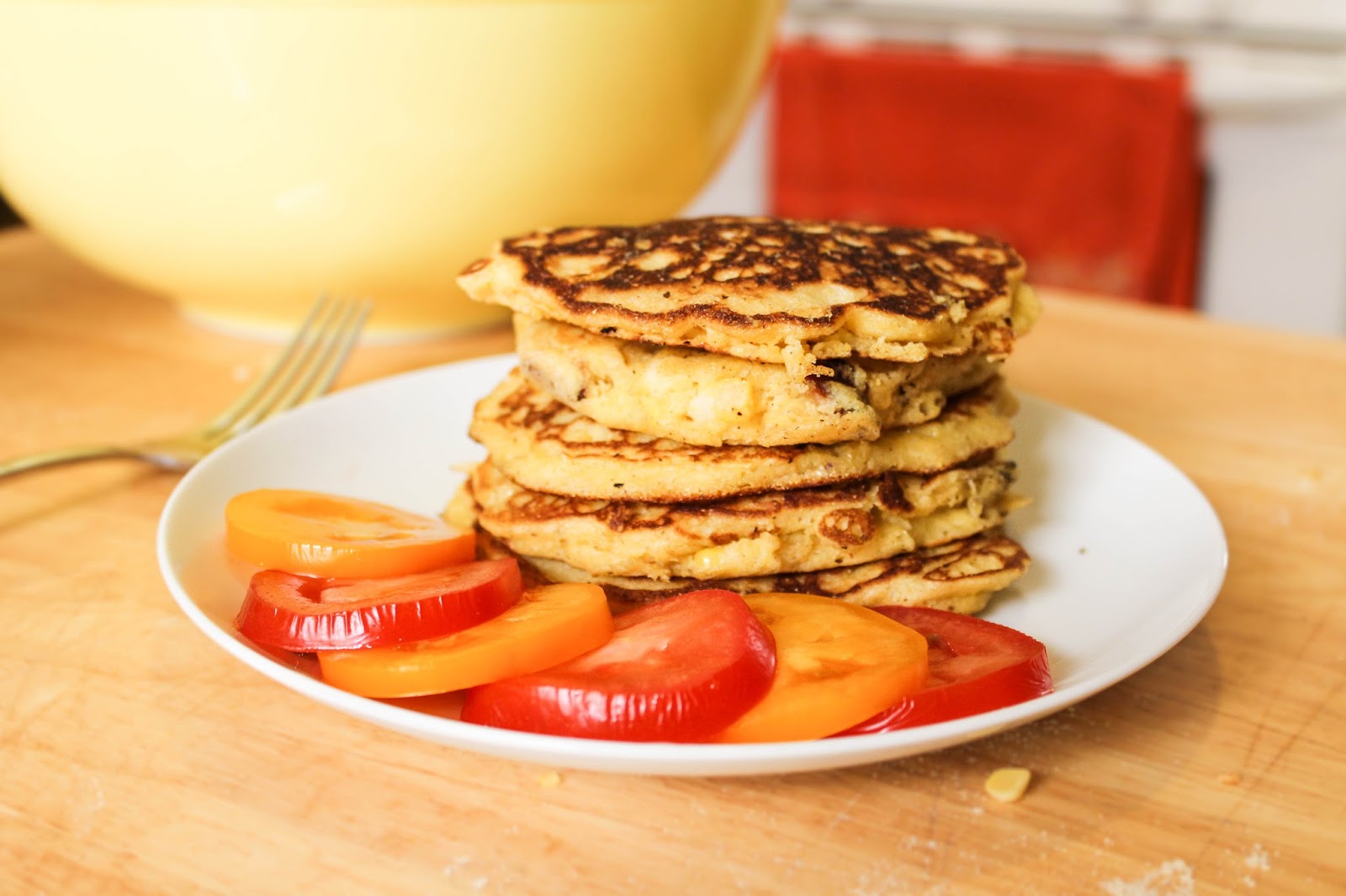 The Quixotic Table Corn Pancakes with Bacon