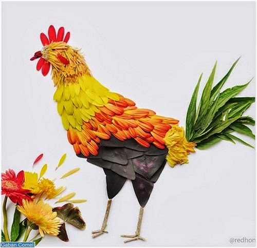 Menakjubkan! Karya Seni Lukisan Burung Dari Kelopak Bunga.