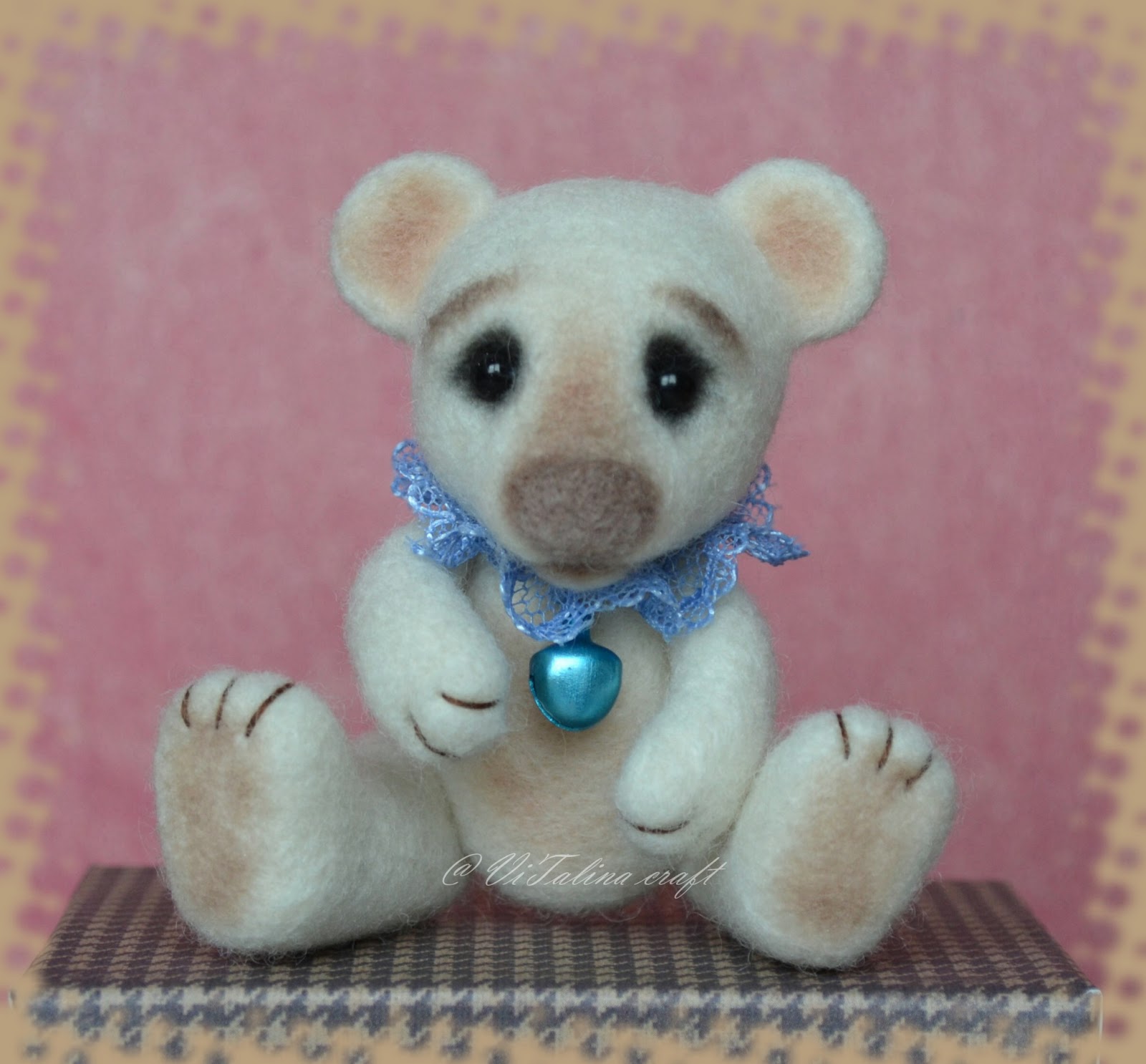 Lucky OOAK Needle Felted Teddy Bear ViTalina Craft