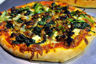 Pizza with Spicy Italian Sausage, Broccoli Rabe, and Caramelized Onions | Taste As You Go