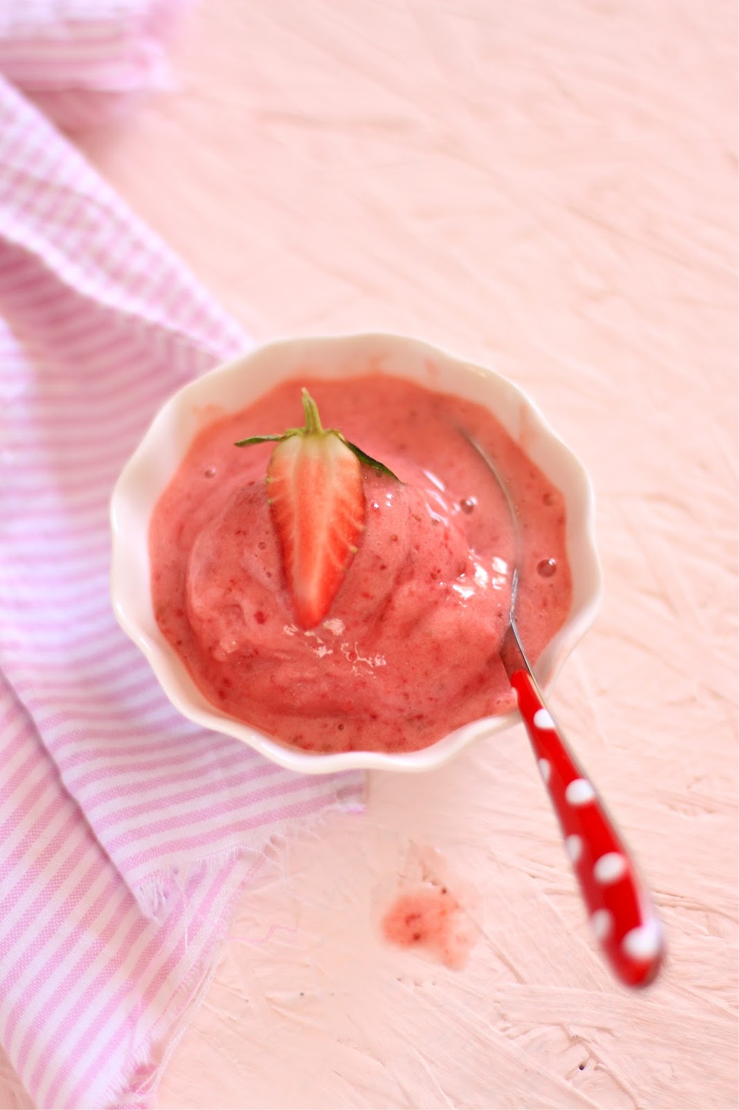Plateful Strawberry Soft Serve — three ingredient, less than 5minute