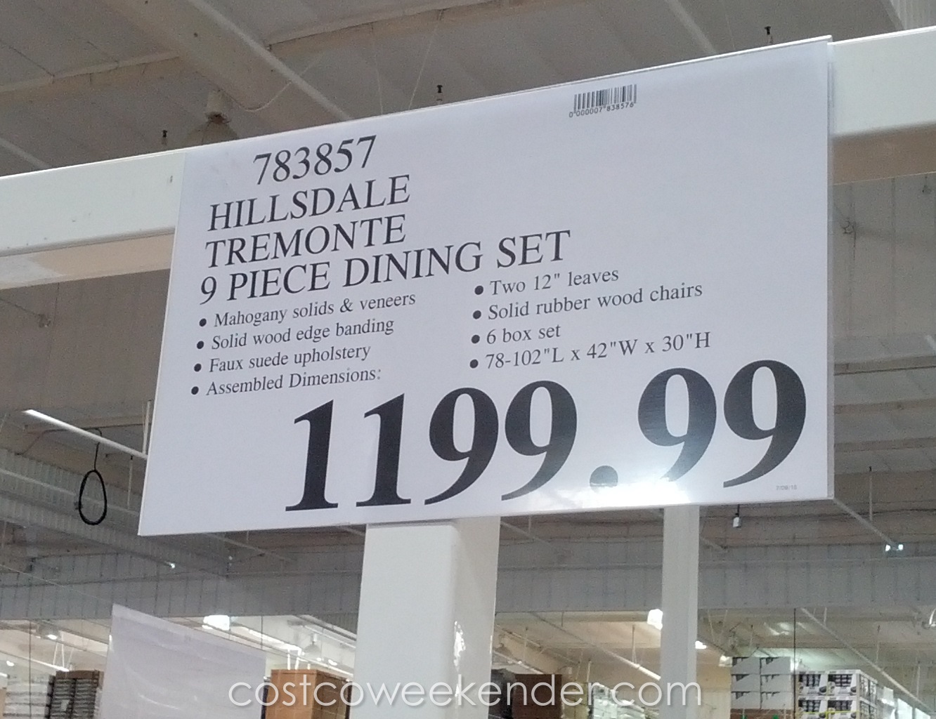 Hillsdale Tremonte 9 Piece Dining Set Costco Weekender