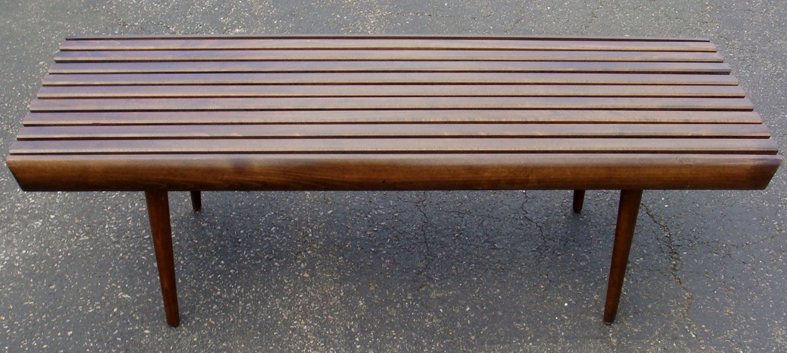 Nicole Wood Interiors Sold Mid Century Wood Slat Bench