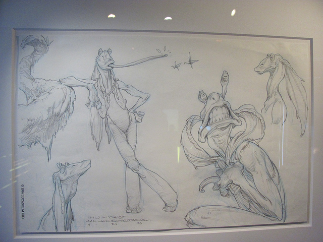 Film Sketchr: Jar Jar Binks 'Star Wars, Episode I - The Phantom Menace'  Concept Art