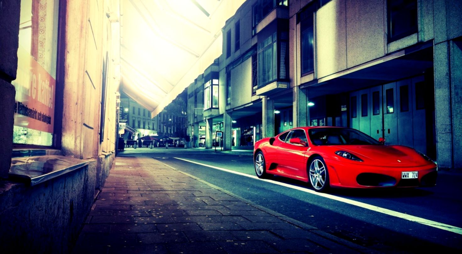 red ferrari f430 street buildings photo hd wallpaper   Wallpaper