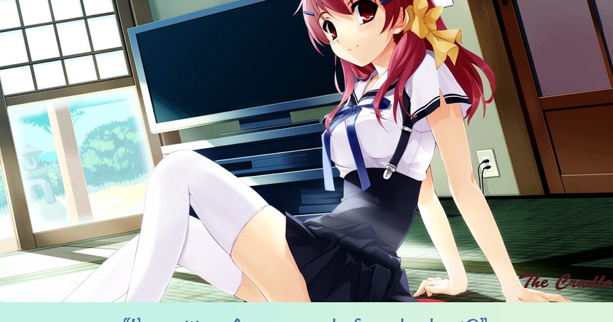 Anime girl on her knees