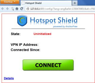 Hospot Shield Browser Screen