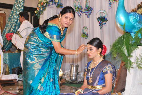 Prajwala on her engagement in a South Indian attire
