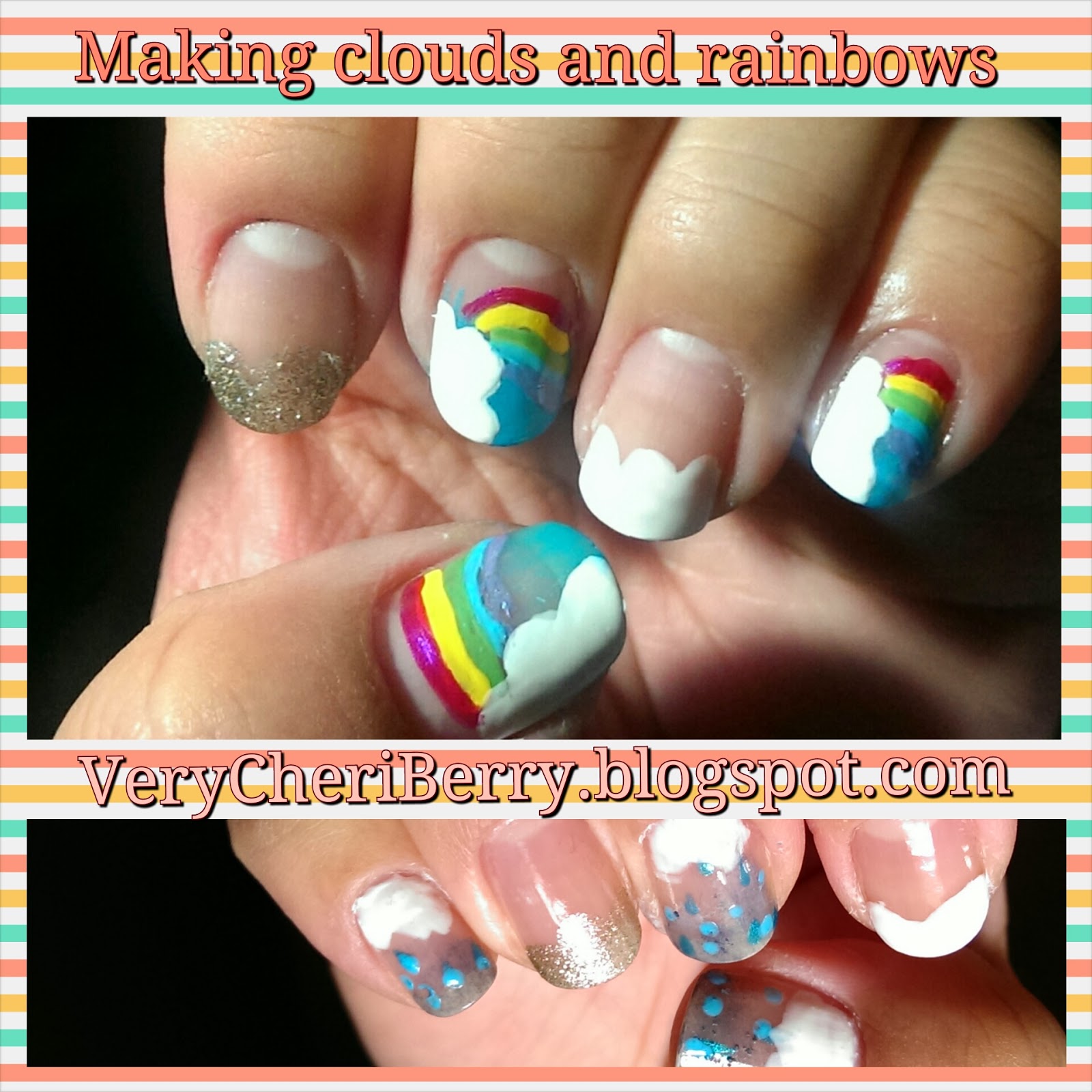 Nail Art my journey of self expression Clouds, Blue Skies and Rainbows
