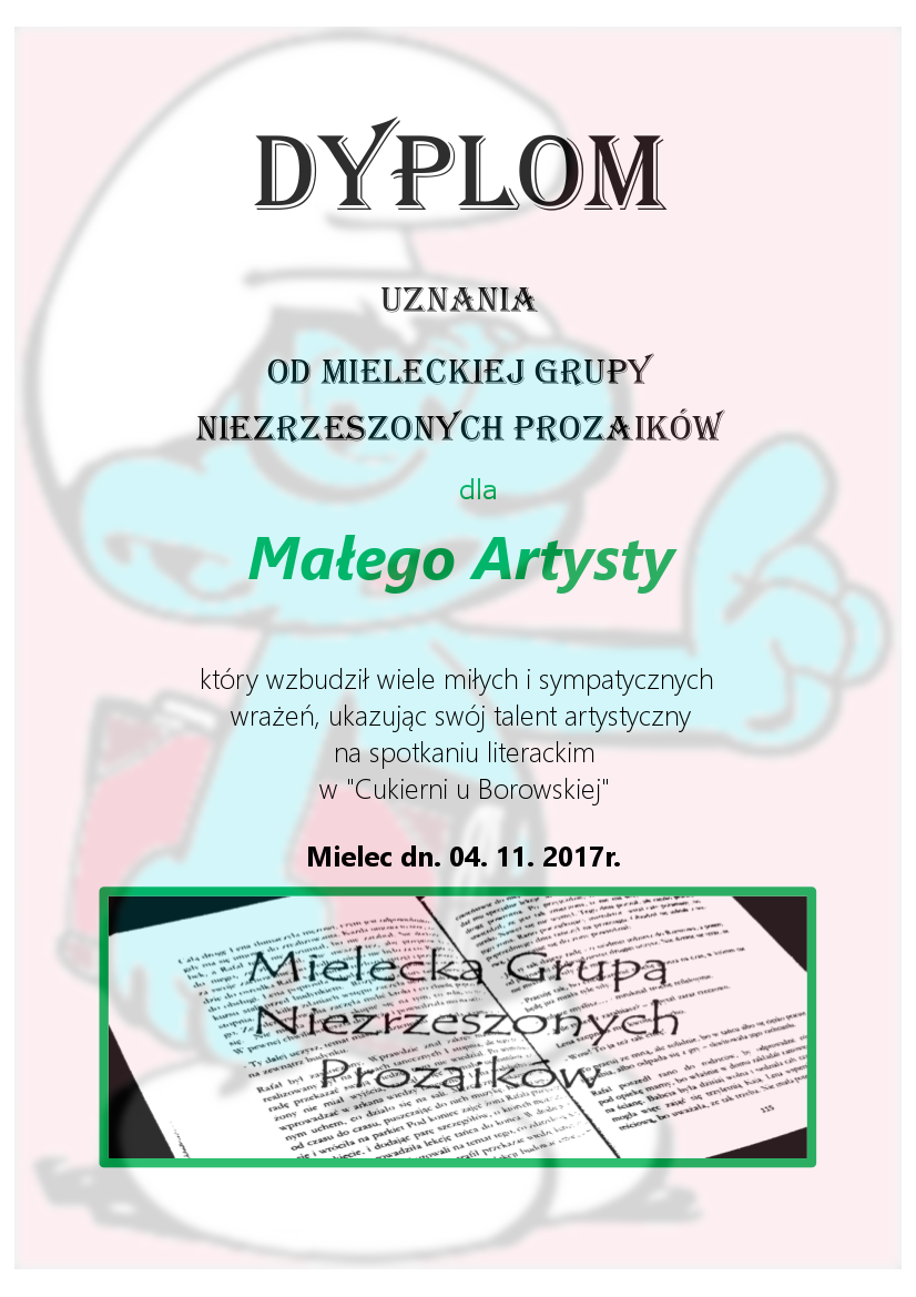 dyplom dla Małego Artysty