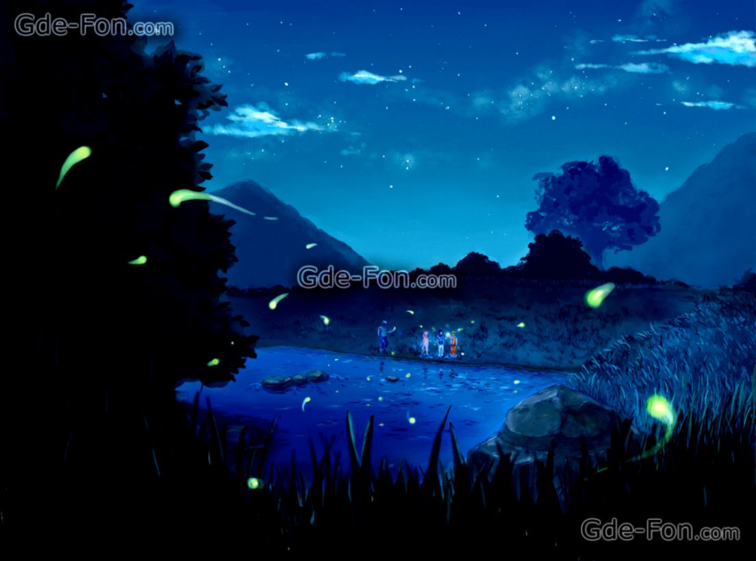 Anime Fireflies at Night Anime Fireflies at Night