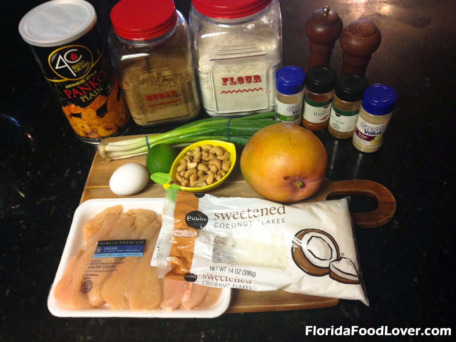 Florida Food Lover Coconut Cashew Chicken with Mango Dipping Sauce