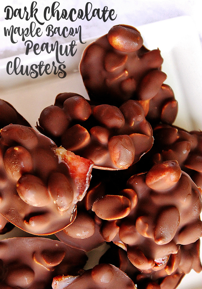 Dark Chocolate Maple Bacon Peanut Clusters- #ShareTheHoliday with Rubbermaid TakeAlongs from Walmart. Package and share homemade treats and gifts. AD