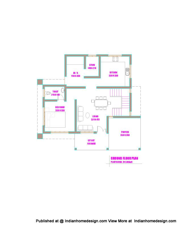 kerala house plans of 1300