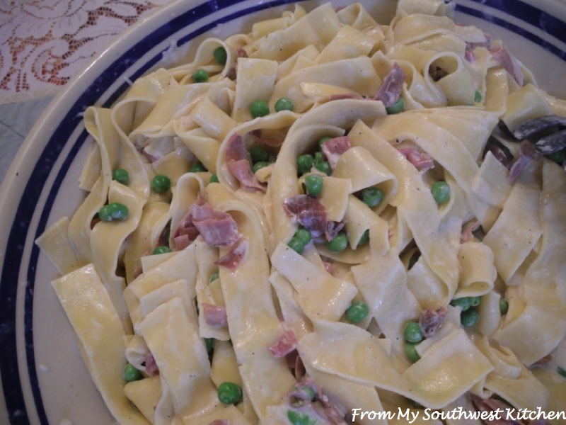 From My Southwest Kitchen Tagliatelle With Prosciutto and Peas