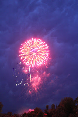 fireworks over a lake