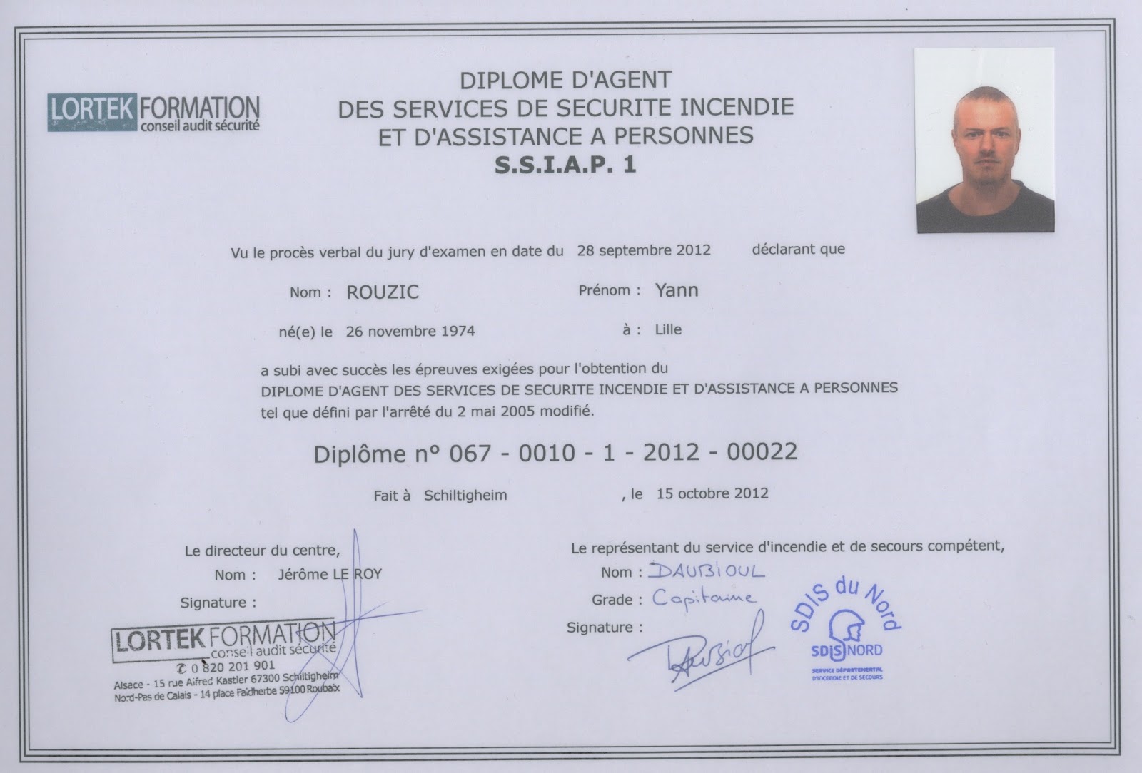 CV gratuit AGENT DE SECURITE SSIAP 1 