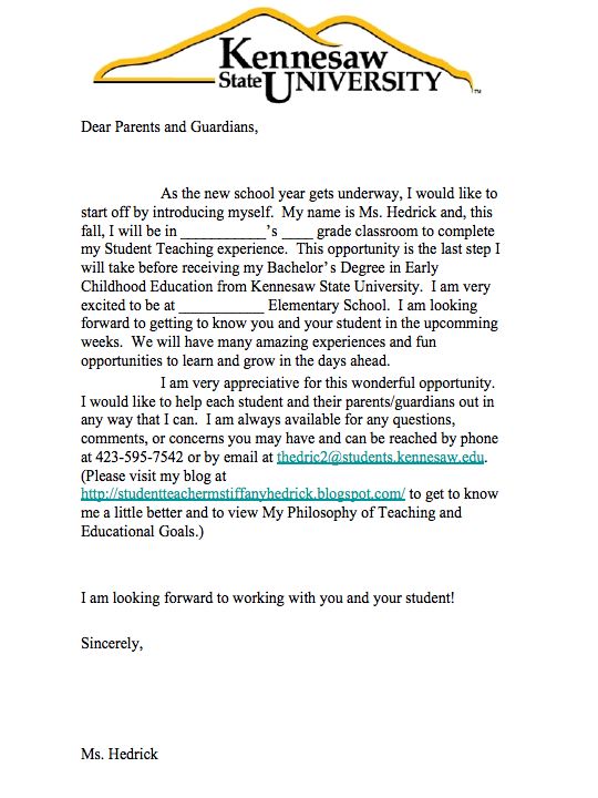 student teacher parent letter rome fontanacountryinn com sample student teacher letters to parents