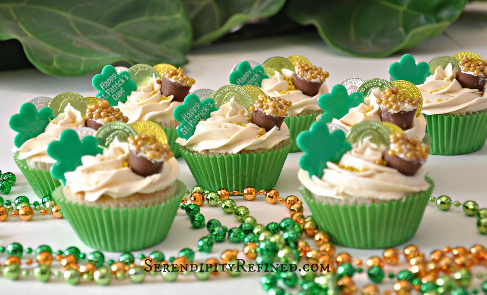 Serendipity Refined Blog Bailey's Irish Cream Pot of Gold Cupcake Recipe