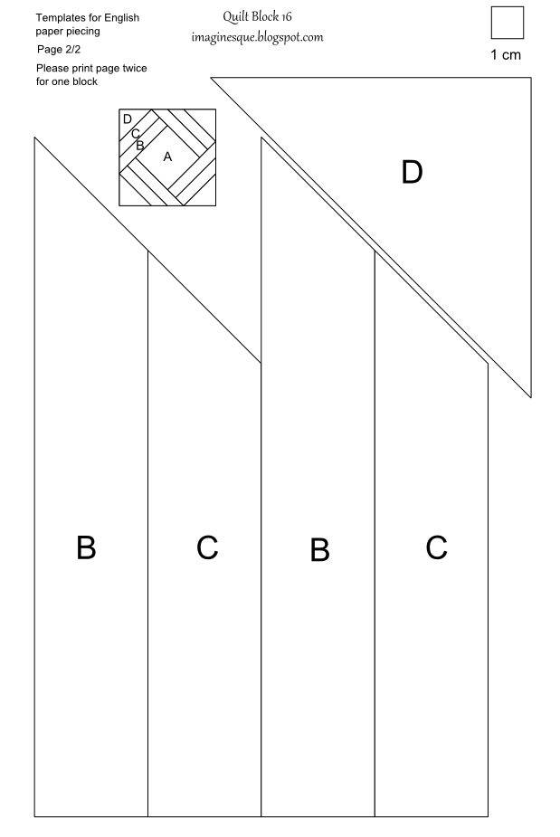 Imaginesque Quilt Block 16 Templates for EPP, Fabric Cutting and