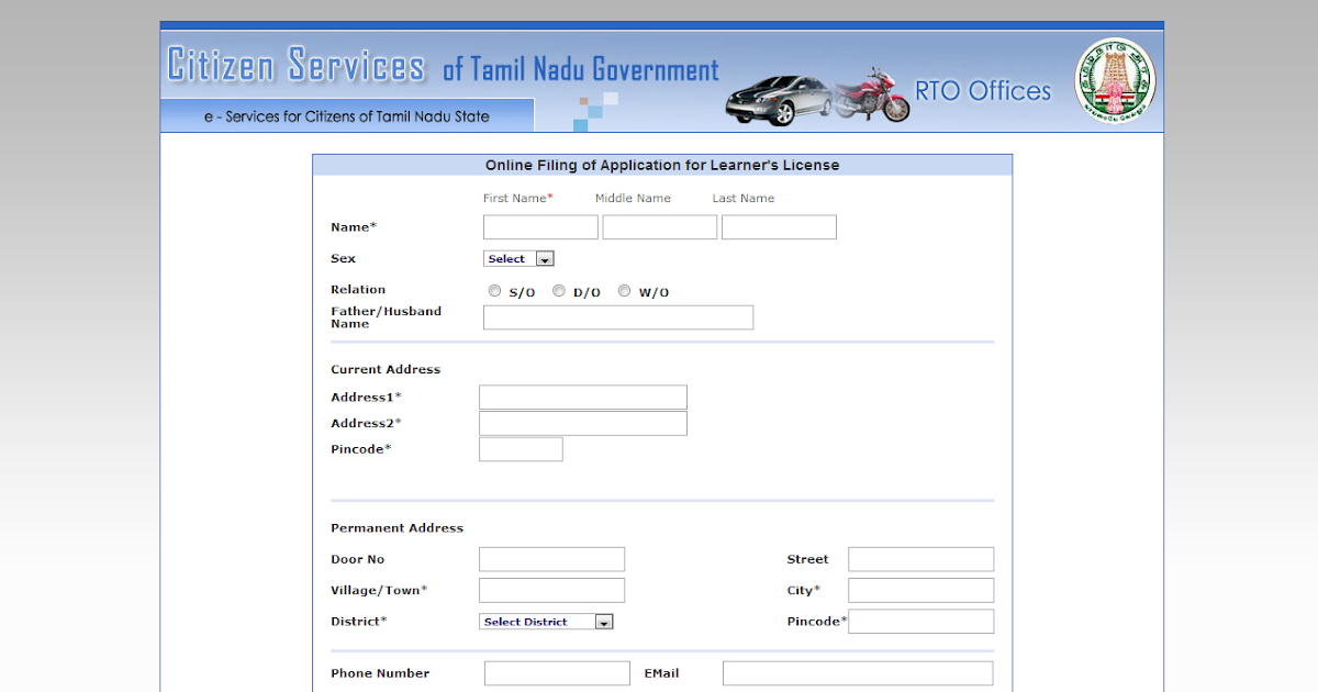 Here's something for you To apply for Learner's license online
