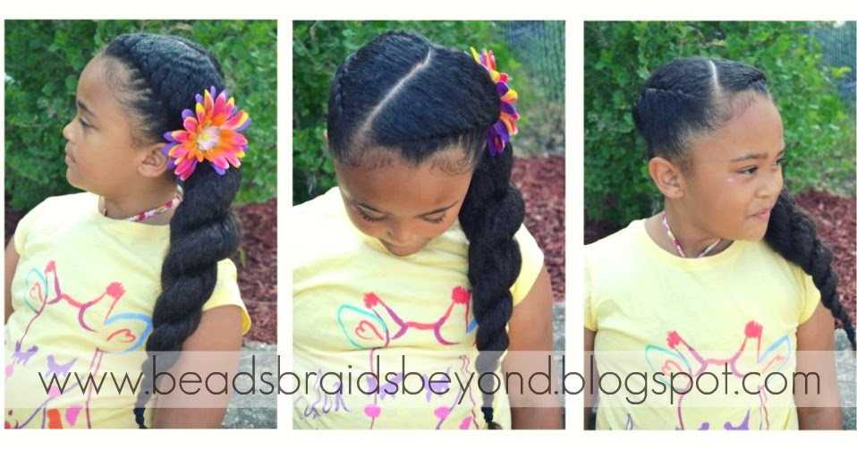 Beads Braids And Beyond Flat Twists Into Side Ponytail