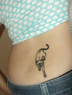 Cat Tattoo Design on Girls Lower Back