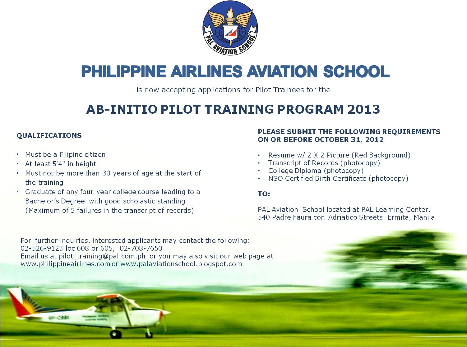 PAL AVIATION SCHOOL Apply With Us