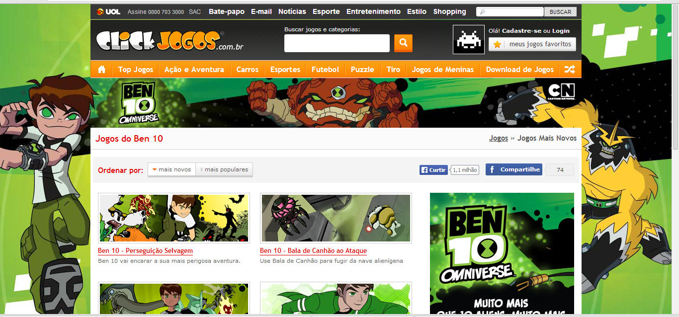 Cartoon Network lança sites de jogos em parceria exclusiva