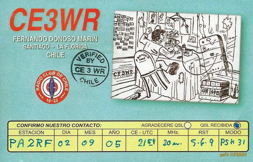 sometimes qsl cards take a while before they arrive last week i received a card via the bureau from fernando ce3wr the qso was made in september 2005