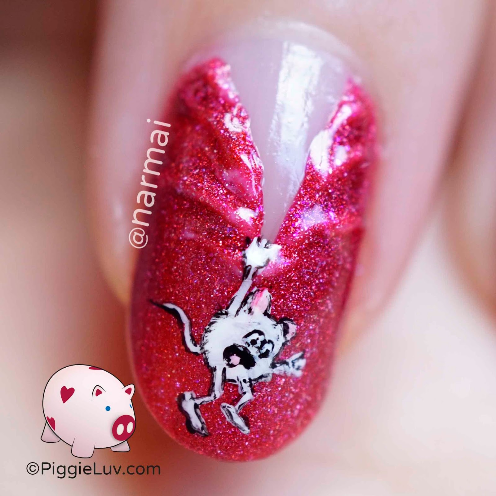 PiggieLuv 'Hanging on' nail art ft. piCture pOlish Scarlett