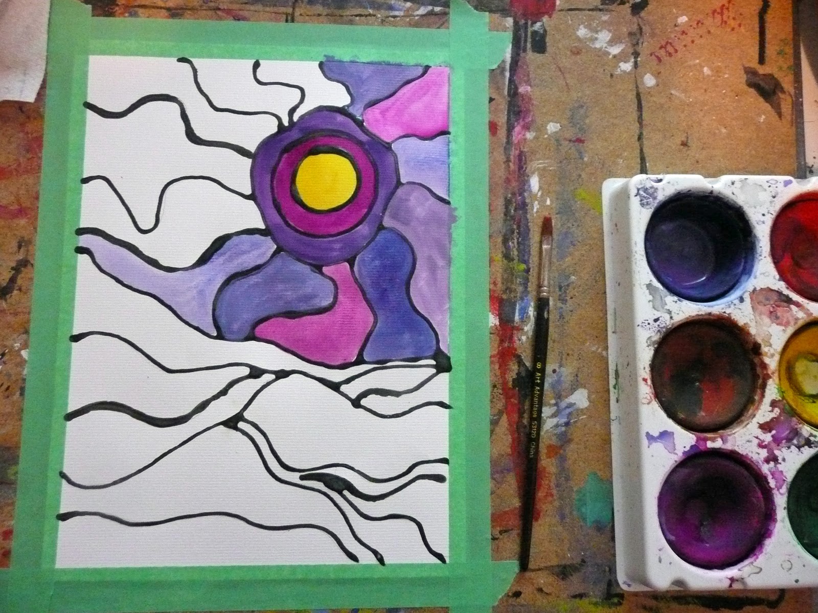 that artist woman painting in the style of ted harrison