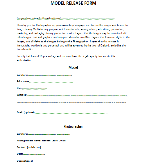 photo use release form