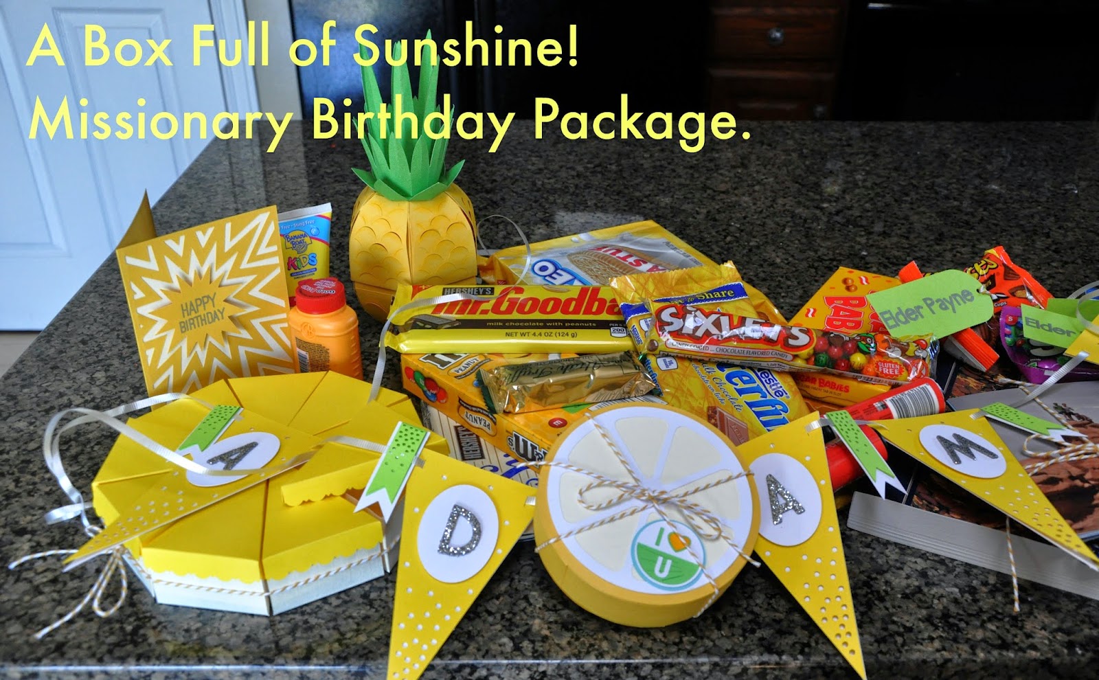 A Box full of sunshine! Missionary Birthday Package. Housewives of Riverton