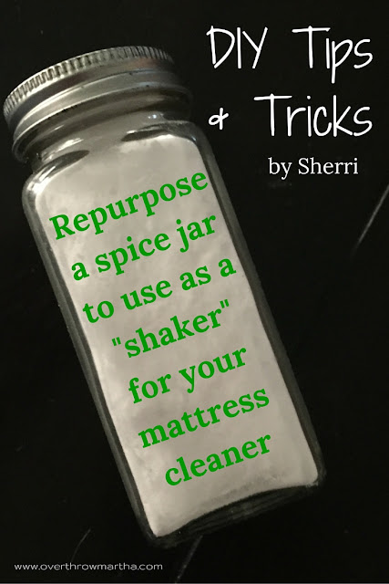 #DIY tip: It's so easy to #recycle and old spice jar to make into a bottle to use for a #mattress cleaner, dog duster, or carpet freshener.