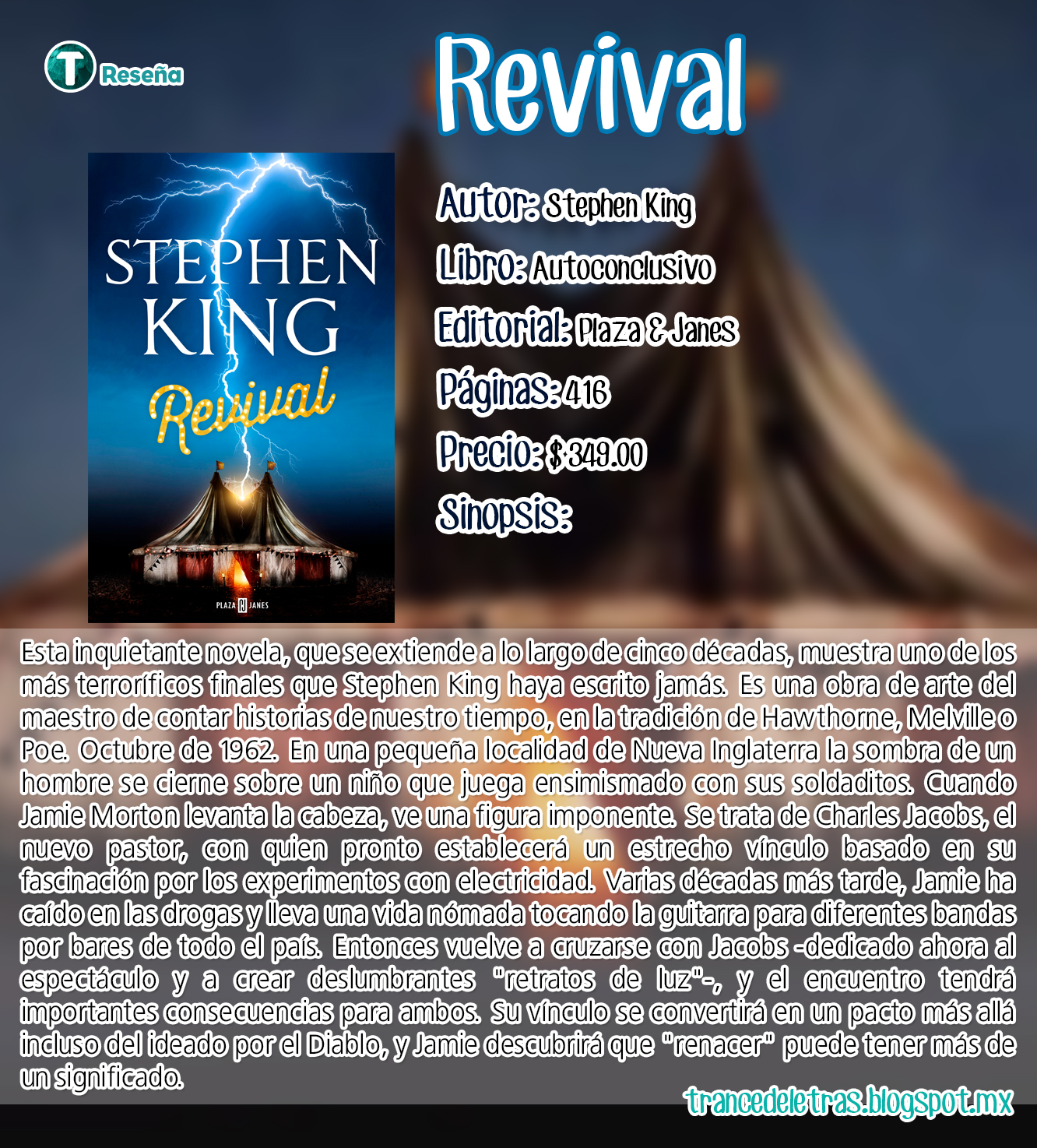 Trance de Letras Reseña Revival de Stephen King