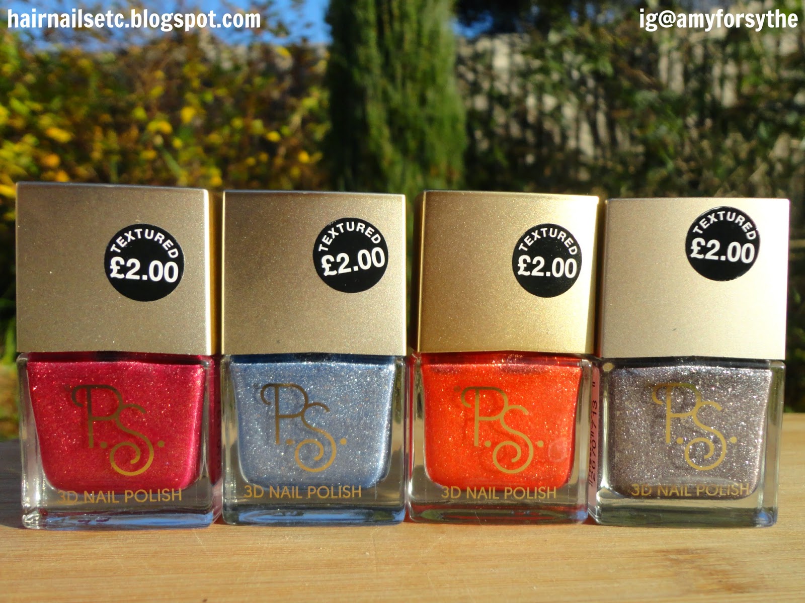 Primark PS 3D Texture Nail Polishes Swatches and Review Red Orange Grey Silver Blue