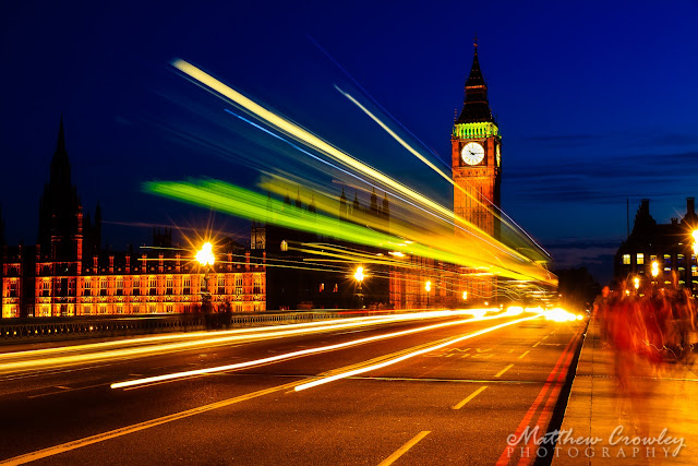 Time Flies By - Big Ben and the motion trails of a double-decker bus