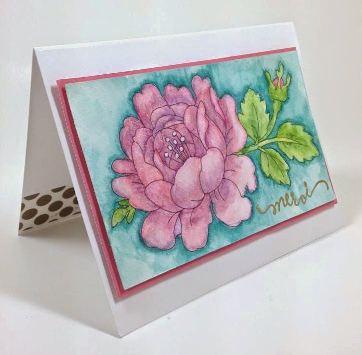 Cricut Rose Watercolor card sideview