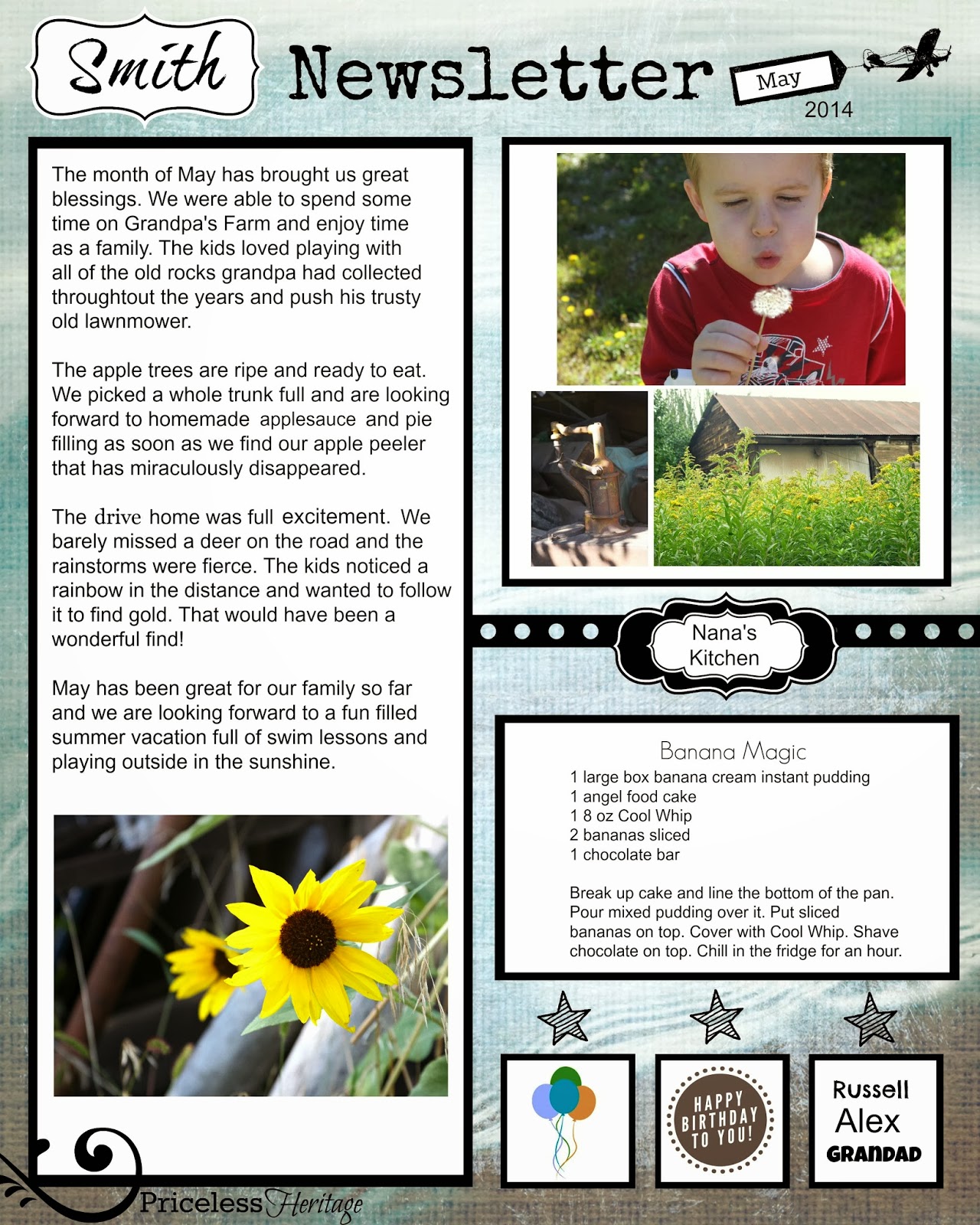 Family Newsletter example using PicMonkey to fill in the space}