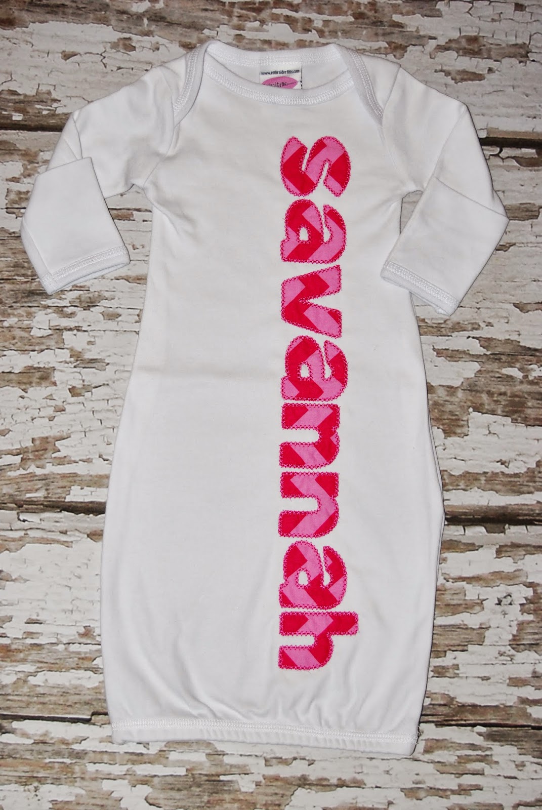 the chocolate zebra Applique Baby Gown