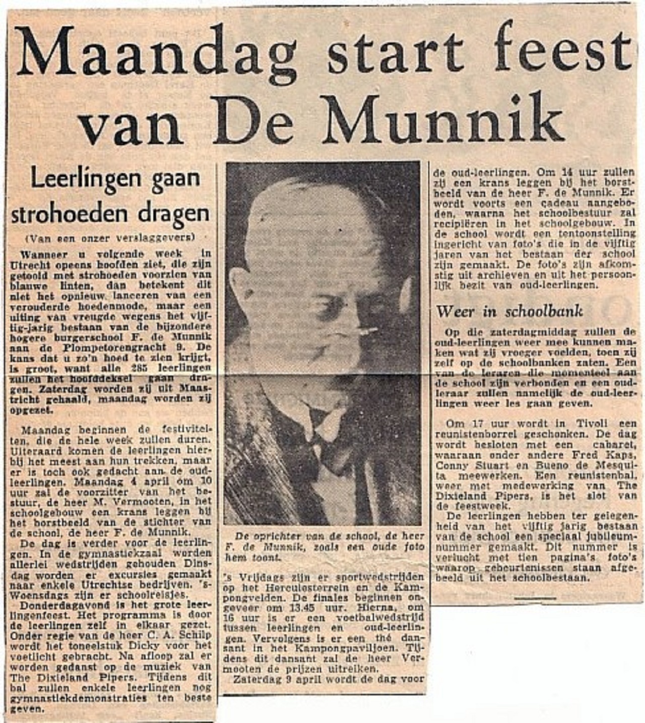 Zaterdag 2 april 1960 "Maandag start feest van De Munnik"