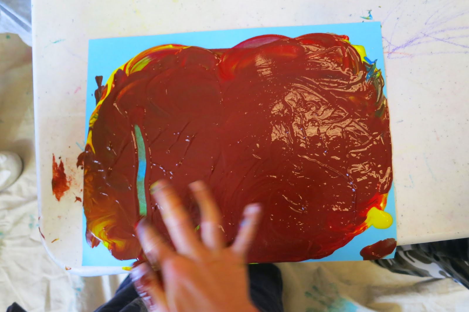 Toddler Art Class Cling Wrap Painting library makers