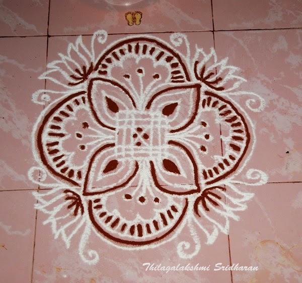 Rangoli and Art Works WHITE AND BROWN PATTERN