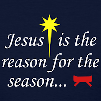 Christmas star decoration with blue background and Jesus is the reason for the season lettering clip art of manger picture