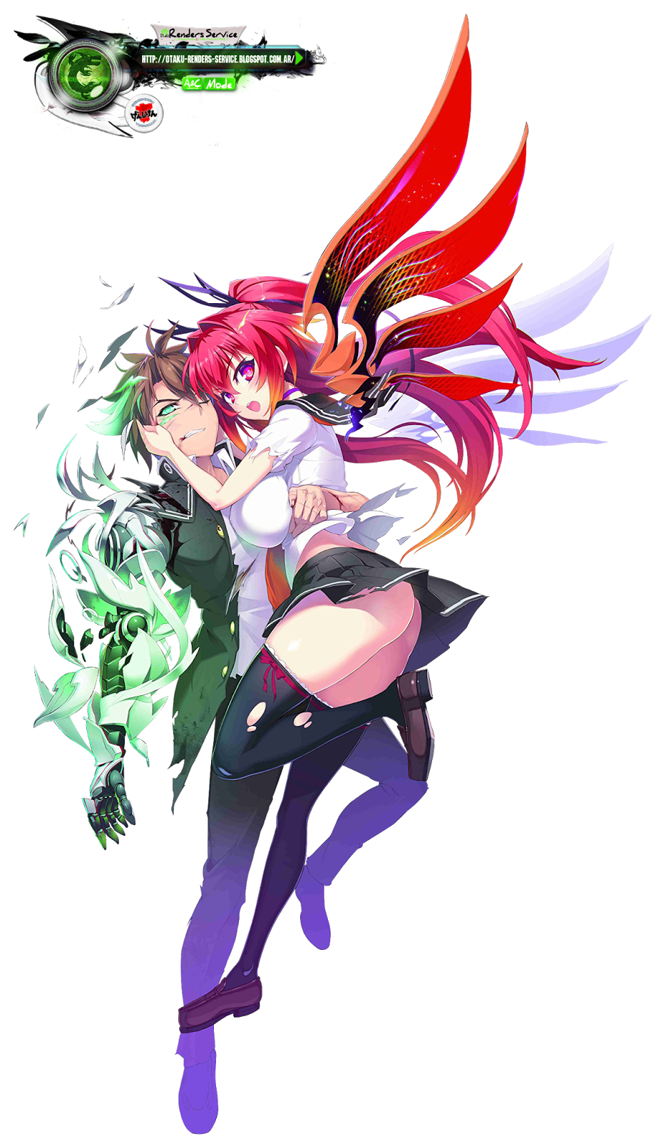 Shinmai Maou no Testament:Naruse Mio+Tojo Basara AW Ligths Wings Render